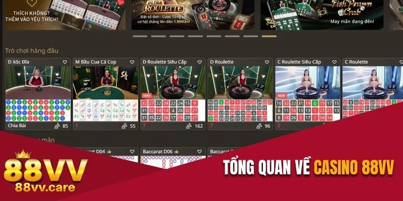 Tổng quan về sảnh chơi Casino 88VV